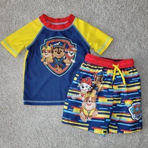 Paw Patrol S/S rashguard swim shorts 2T blue
